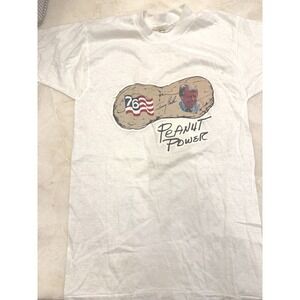 Vintage 1976 Jimmy Carter Peanut Power T-Shirt BVD Single Stitch White Small